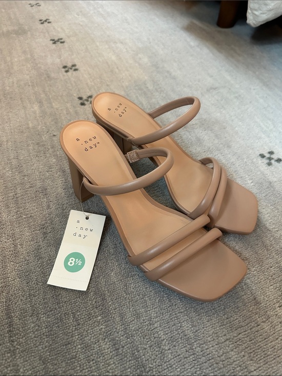 a new day Shoes - A New Day Nude Strappy Block Heel Slide Sandals